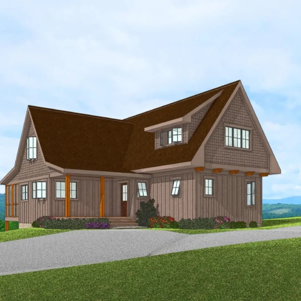 A 3 d rendering of the front of a house.